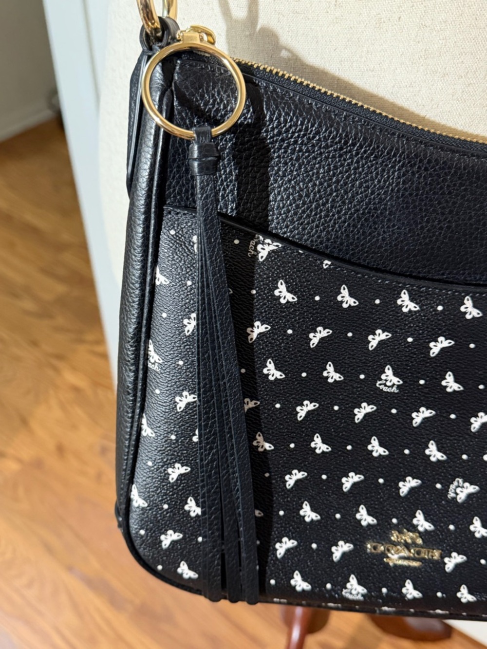 Coach Black Crossbody with Ivory Butterfly Print - Picture 5 of 14